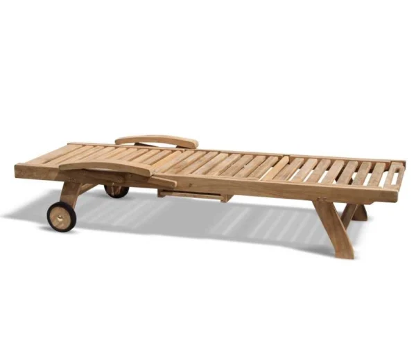 luxury teak sun lounger with arms